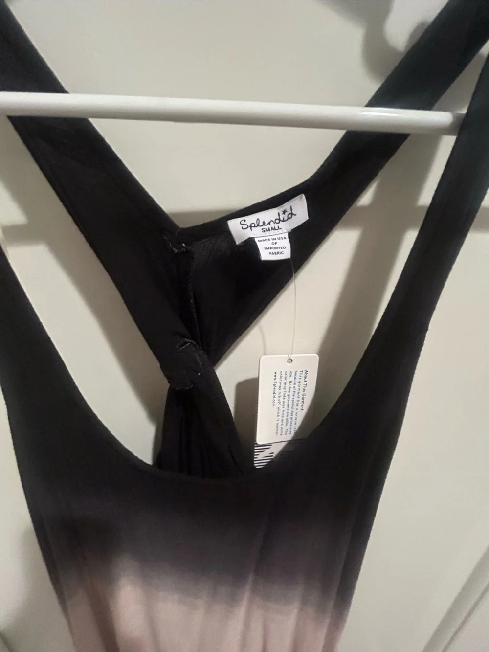 Splendid Black and Dusty Rose Ombre Dress Racerback Knotted-back NWT Size Small